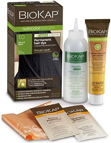 BioKap Natural Black 1.0 Rapid Hair Dye 135 ml, works in just 10 mins, permanent