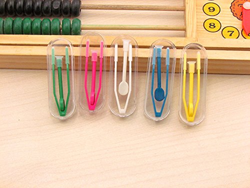 Pack of 5, Plastic Contact Lens Tweezer Lens Box Holder Case Container Multi Colors