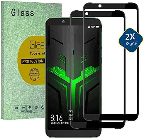 HUUH [2 Pack] Xiaomi Black Shark Helo screen protector, tempered glass screen protectors,9H Hardness,High transparency,99% high definition,0.33mm Thickness,5D Arc Edges(black)