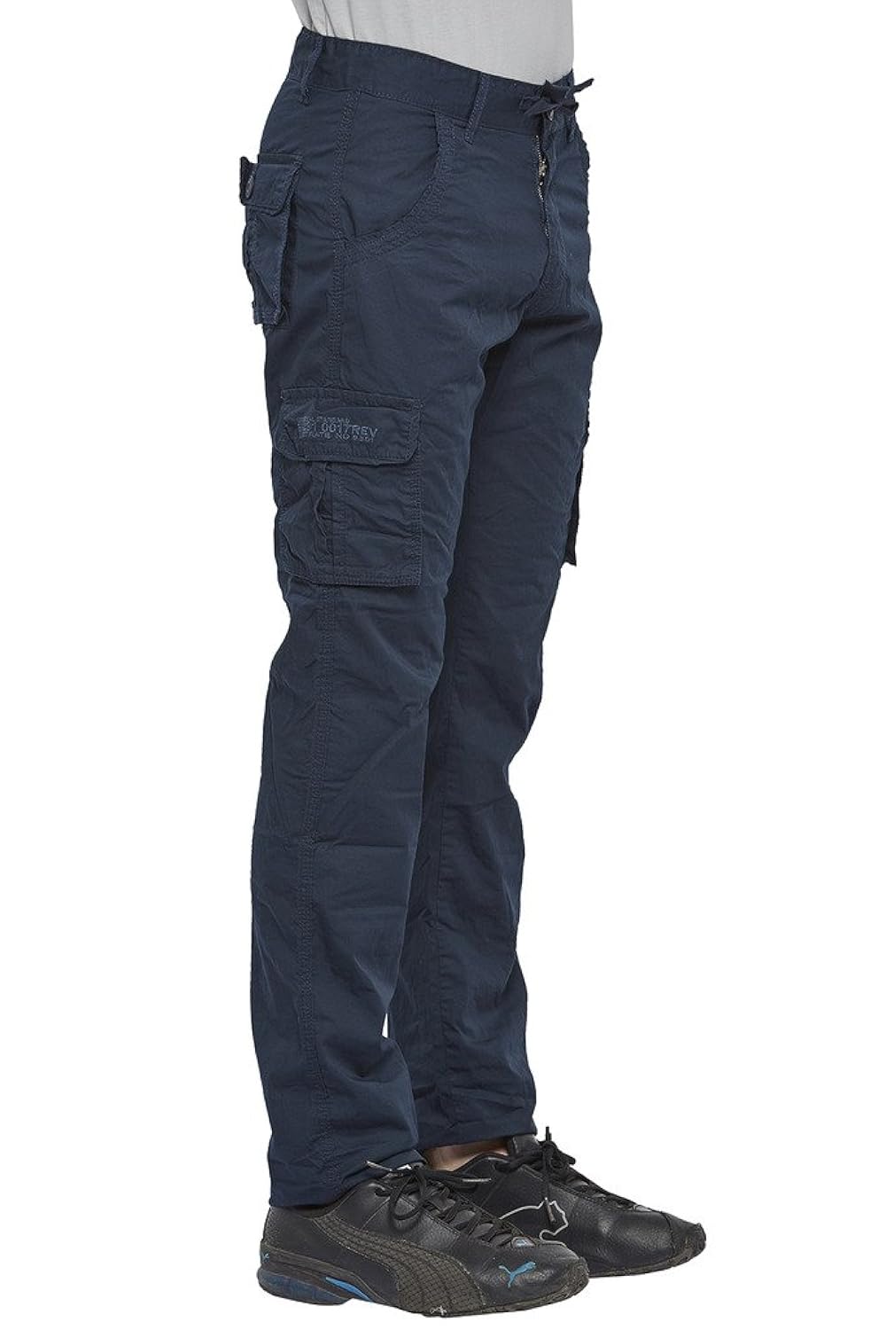 beevee men's cotton solid fixed waist cargo pants with drawstring