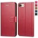 iPhone 8 Case, iPhone 7 Wallet Case, TUCCH Premium PU Leather Flip Folio Wallet Case with Card Slot, Stand Holder, Magnetic Closure [TPU Shockproof Interior Protective Case] Compatible iPhone 7/8, Red