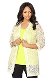Avenue Women's Pointelle Chevron Inset Cardigan, 22/24 Oatmeal