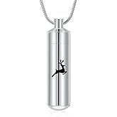 mingkejw Deer Cylinder Urn Necklace for Ashes with Glass Vials Cremation Jewelry Stainless Steel Ash Holder Keepsake Memorial Jewelry with Fill Tool