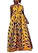 Uideazone Women's Sexy Sleeveless Halter Dress African Printed Maxi Long Dress
