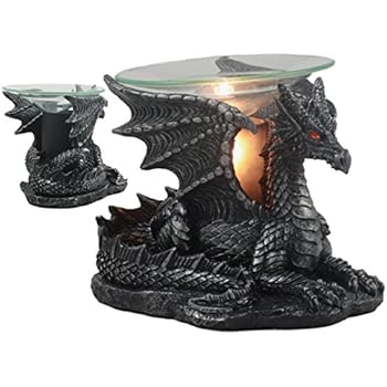 Ebros Fantasy Mythical Flying Behemoth Dragonite Resting Black Dragon Electric Oil Burner Tart Warmer Aroma Scent Statue 6.25