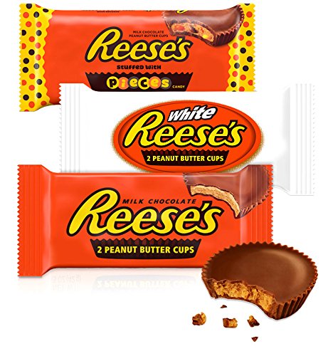 REESE'S Peanut Butter Cups, Chocolate Candy Variety Pack (Milk, White, Pieces), 18 Count