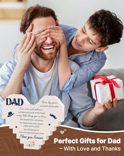 KAAYEE Fathers Day Dad Gifts, Building Blocks Plaque Dad Birthday Gifts from Daughter Son, Funny Daddy Presents from Kids for Christmas Birthday, Ideal Gift for Daddy Father Men