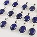 Sterling Silver Natural Dark Blue Lapis Lazuli Gemstone Oval Handcrafted Pendant Necklace 18+2 inches Chain