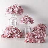PARTY JOY Artificial Silk Hydrangea Flower Heads Fabric Floral DIY For Wedding Home Flower Wall Decor,Pack of 10 (Vintage Pink)