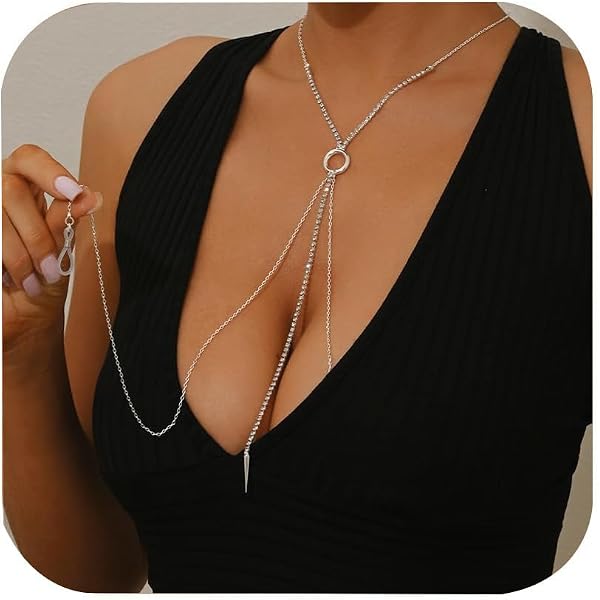 Rhinestone Nipple Clips Adjustable Non Piercing Long Nipple