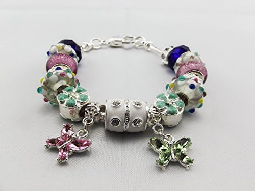 Charm and Bead Bracelet - Pink, White, &amp; Aqua
