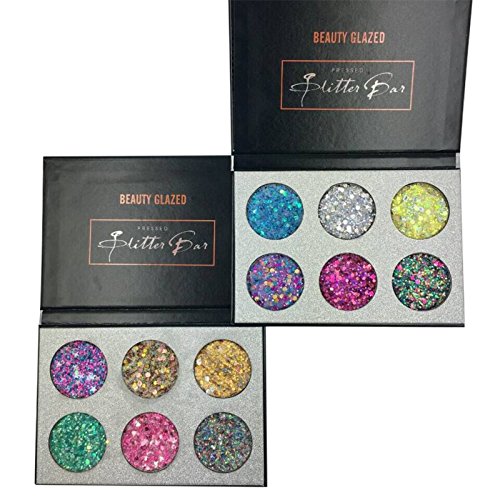 Beauty Glazed 6 Colors Big Bar Pigment Long Lasting Diamond Sequins Eyeshadow Glitter Shimmer Eye Shadow Pallete Maquiagem Cosmetics Eyeshadow Palette Style 2