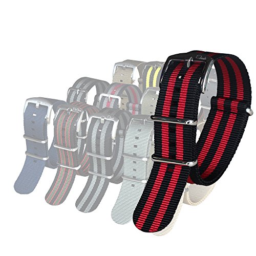 BluShark - The Original Premium Nylon Watch Strap - Multiple Sizes and Styles - 18mm Scarlet Knight Black/Red Bond