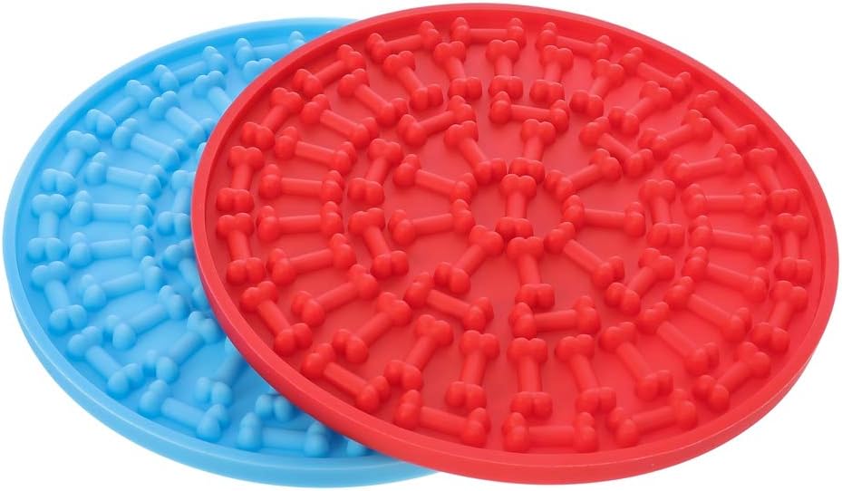 Hyrew FANTESI 2 Pcs Dog Lick Mat, Pet Bath Distraction Device with Suction Slow Feeder Pad Matt Pet Dog Licking Mat for Bathing Grooming Training