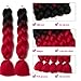 Lady Corner Ombre Braiding Hair 24inch Jumbo Braids High Temperature Fiber Synthetic Hair Extension 5pcs/Lot 100g/pc for Twist Braiding Hair (Black-Red)