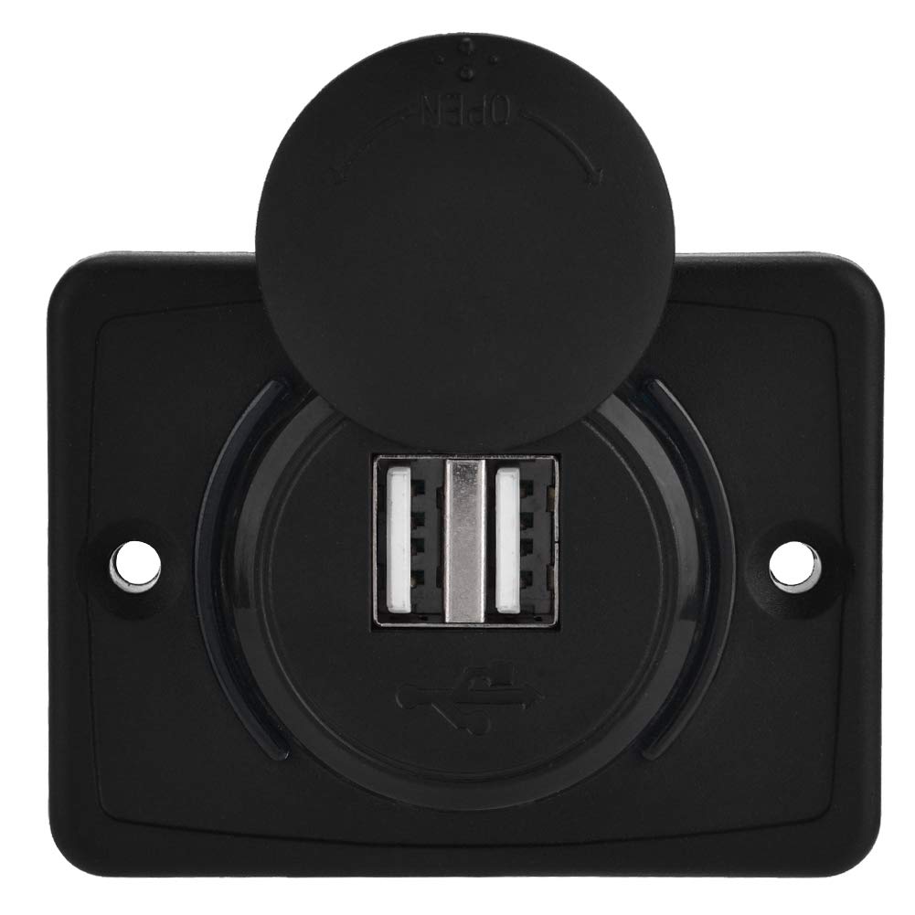 KIMISS Dual USB,3.1A Car Dual ABS USB Port Socket Outlet 12V LED Waterproof(Black)//12v usb socket