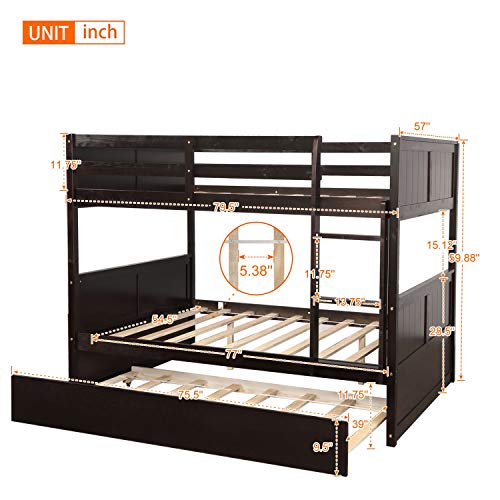 MERITLINE Full Over Full Bunk Bed for Kids Teens, Detachable Wood Full