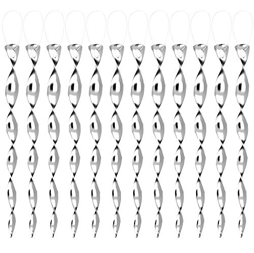 CandyHome 12 Pack Bird Repellent Reflective Scare Rods - Ornamental Spiral Deterrent Control Device Effective and Attractive Hanging Bird Deterrent (12 Inch)