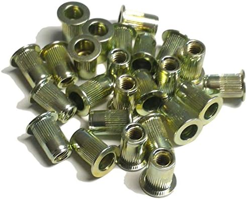 25 pcs 10-32 Flat Head Ribbed Body Steel Rivet Nuts LFS-11130R