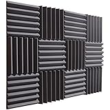 Pro Studio Acoustics - Charcoal - 12"x12"x2" Acoustic Wedge Foam Absorption Soundproofing Tiles - 12 Pack