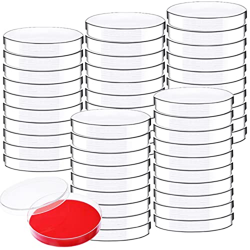 50 Pack Plastic Petri Dishes with Lids,90 x 15mm Sterile Plastic Petri