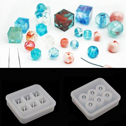 Sparklelife 2 Pcs Silicone DIY Bead Mold Round Square Shape Jewellery Making Hand Craft Tool