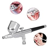 Oxygen Infusion Facial Spray Gun, Double Action Gravity Trigger Air and Paint Water for Nail painting Inkjet Tattoo Skin Moisturizing Clean Pores (0.2mm Caliber)