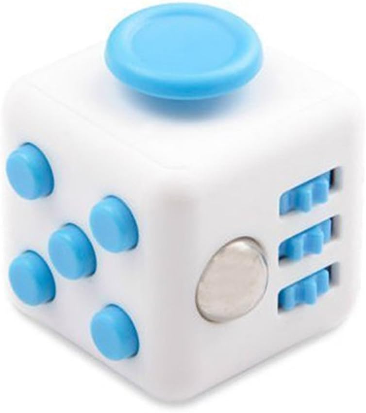 Fidget Cube Relieves Stress And Anxiety for Children and Adults Blue/White (07 )