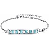 AXOMY Sterling Silver Bracelet Tree of Life/Sunflower/Turtle/Turquoise/Opal/Moon Phase Abalone Shell Bar Pendant Jewelry for Women
