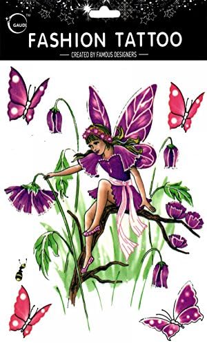 Wonbeauty Fake and real temp tattoo stickers Large design butterfly angel with colorful butterflies and flowers temporary tattoos women for chest,belly,back,leg,etc.