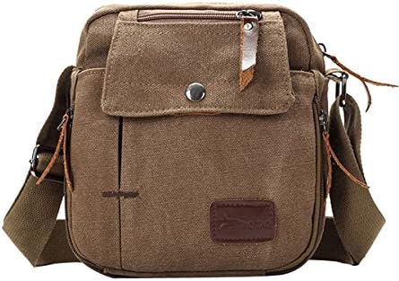 Degohome Canvas Small Messenger Bag Casual Shoulder Bag Travel Organizer Crossbody Bags Multi-pocket Purse Handbag (coffee)