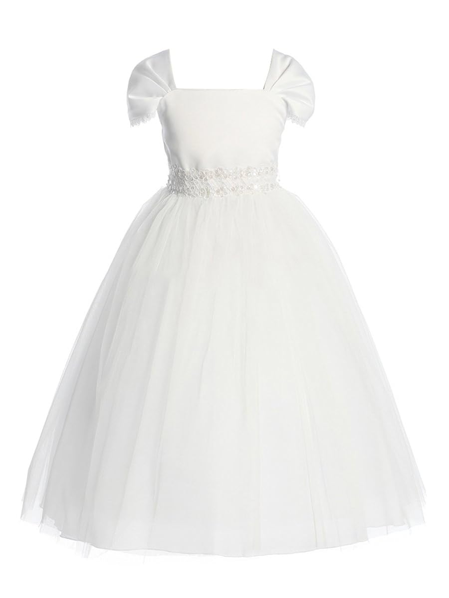 white flower girl dress size 16