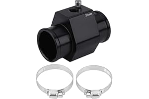 Water Temp Joint Pipe, Keenso Aluminum Car Water Temp Temperature Joint Pipe Hose Sensor Gauge Adapter Black(34mm)