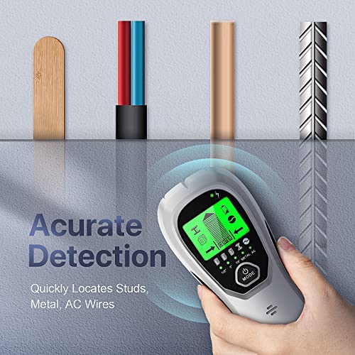 Stud Finder Sensor Wall Scanner, M MARSIAN 5 in 1 Electronic Stud Locator with LCD Display, Sound Warning and Auto Calibration, Beam Finder, Center Finding for Wood Metal Studs, LIVE AC Wire Detection