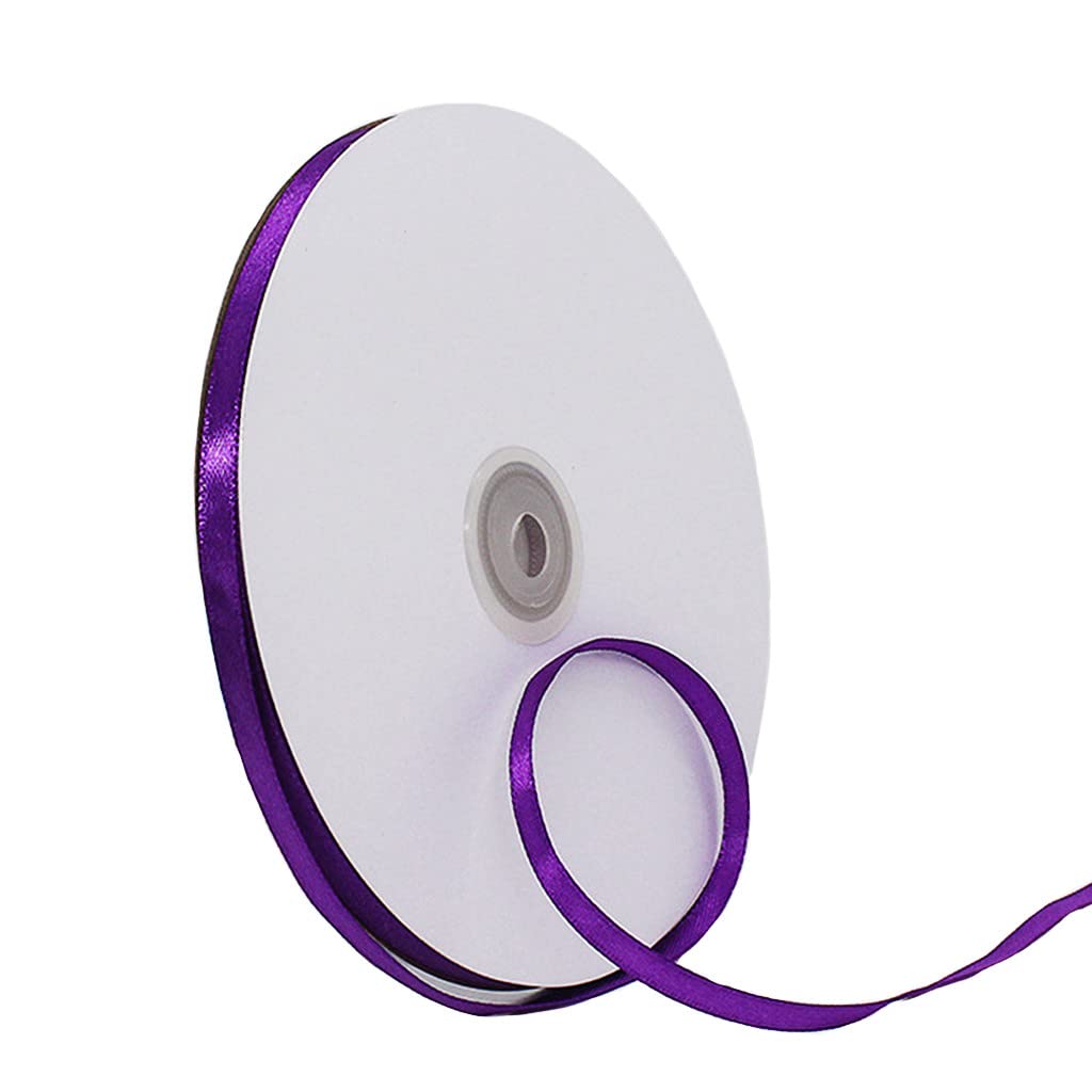 6mm Purple Ribbon for Gift Wrapping,91m Fabric Thick Satin Ribbon Purple Bow for Gift Wrapping,Ribbons for Balloons,Crafting,Hair,Bouquets,Wedding, Car,Presents,Cake,Christmas Party Decorations