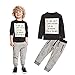 Efaster® 1Set Kids Toddler Boys Handsome Black Blouse + Gray Casual Pants Letter Pattern (3T)