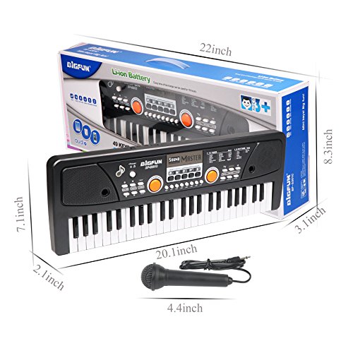 aPerfectLife Chargable Piano Keyboard for Kids, 49 Keys Multi-Function Electronic Kids Piano Keyboard Educational Toy Organ for Beginners and Kids with Charging Function (Black)