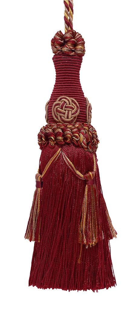 DÉCOPRO Decorative 6 inch Key Tassel | Baroque Collection | Burgundy Taupe | Christmas
