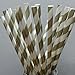 Tenflyer Pack of 25 Golden Striped Drinking Paper Straws for Wedding Birthday Party
