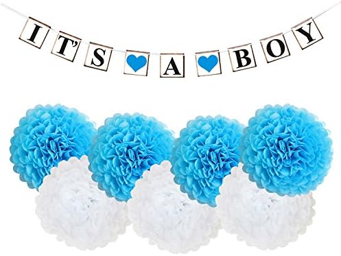 Happy Birthday Banner Bunting Kit, FTUNG Happy Birthday Hanging Party Decorations Banner flags With 7pcs Garland Tissue Pom Poms Tassel Paper Flowers Ball for Baby Shower Party Wedding Birthday Decorations