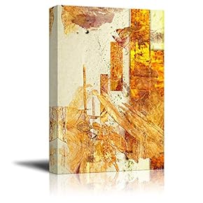 Canvas Wall Art - Abstract Golden Painting - Giclee Print Gallery Wrap Modern Home Art Ready to Hang - 12x18 inches