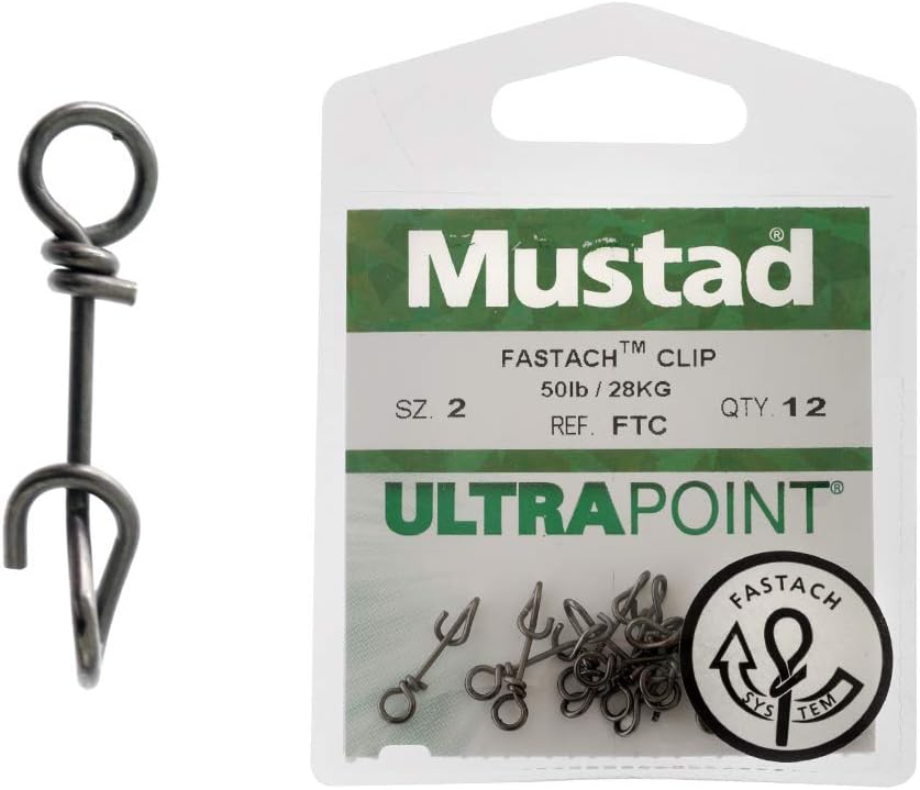 Mustad Fastach Clip/Snap Fishing Terminal Tackle in Black