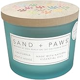 Sand + Paws Scented Candle - California Beach House –Luxurious Air Freshening Jar Candle Neutralize pet Odors and Enhance Home décor – 100% Cotton Lead-Free wicks-12oz