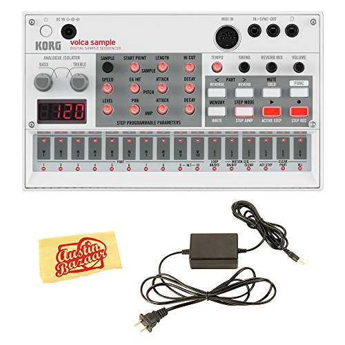 Korg Volca Digital Sample Sequencer Bundle with Power Supply and Austin Bazaar Polishing Cloth