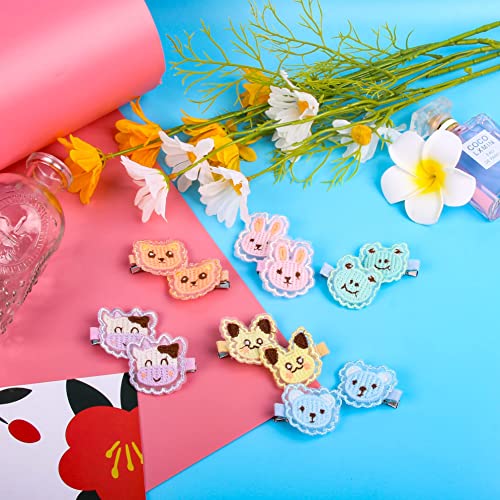 Jaqakid 12 Pack Embroidery Cute Animal Fully Lined Alligator Hair Clips
