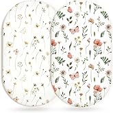 Bassinet Sheets for Baby Girls Boys 2 Pack, Fitted Baby Mattress Sheet for Rectangle, Oval, Hourglass Bassinet Mattress, Breathable Cozy & Universal Fit (Butterfly Garden, Bassinet Sheet)
