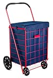 Shopping Cart Liner - 18" X 15" X 24" - Square Bottom Fits Snugly Into a Standard Shopping Cart. Cover and Adjustable Straps for Easy and Secure Attachment. Made from Waterproof Material, Navy Blue