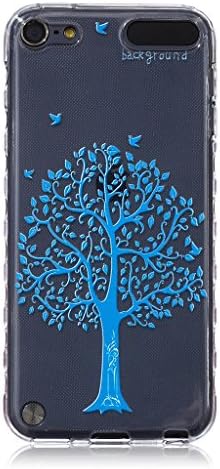 Ipod Touch 5 Case, Touch 6 Case, Chinstyle Ipod Touch 5 5th / 6th Generation Case Slim Soft Wavy Edge Clear TPU Gel Case Classic Blue Tree Pattern Back Cover