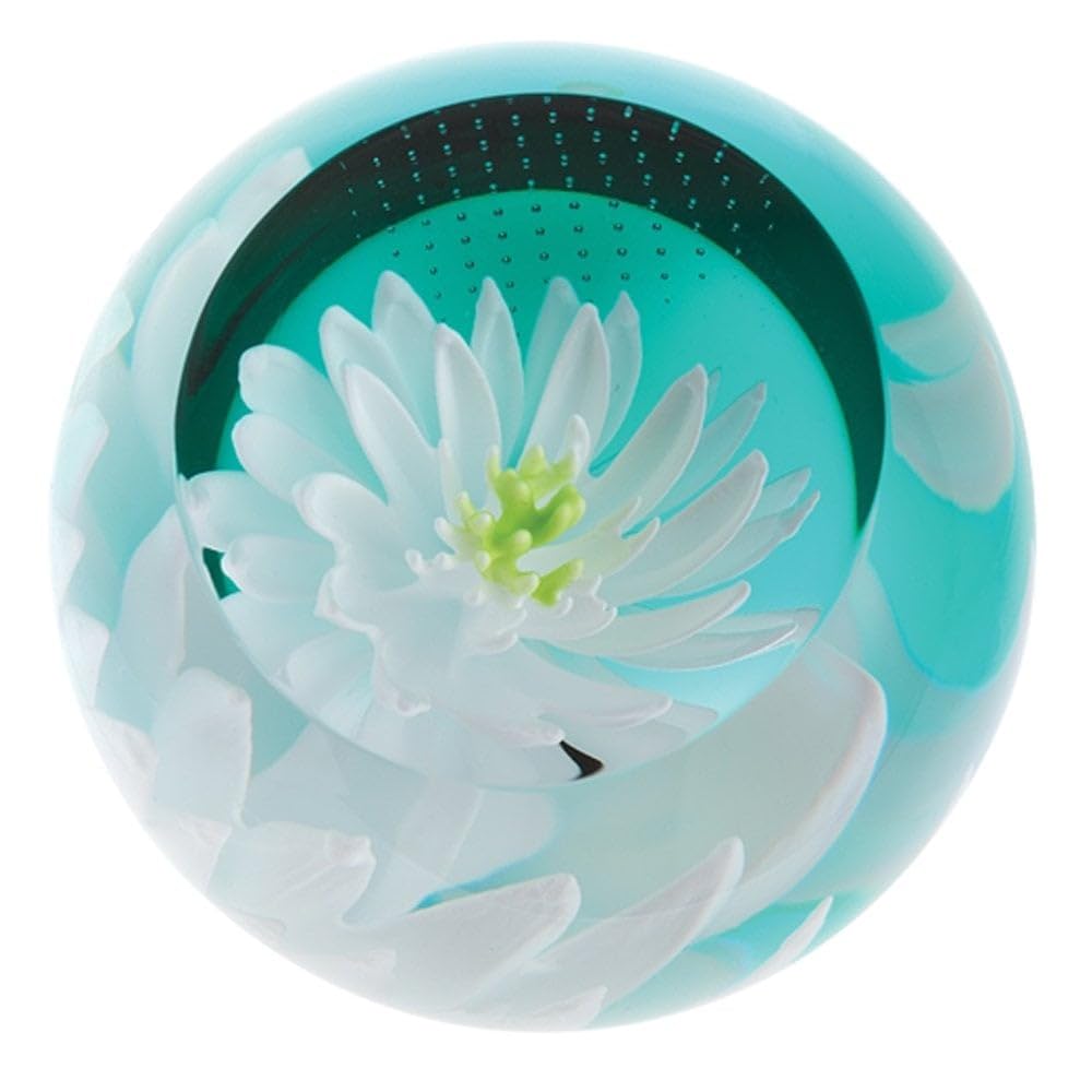 Caithness Glass Floral Charms Waterlily Paperweight | Handcrafted Glass Paperweight | Ornament