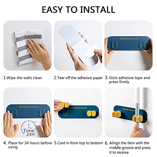 Broom Holder Wall Mount Self Adhesive, Celestite Mop and Broom Holder for Home Kitchen Organization and Storage